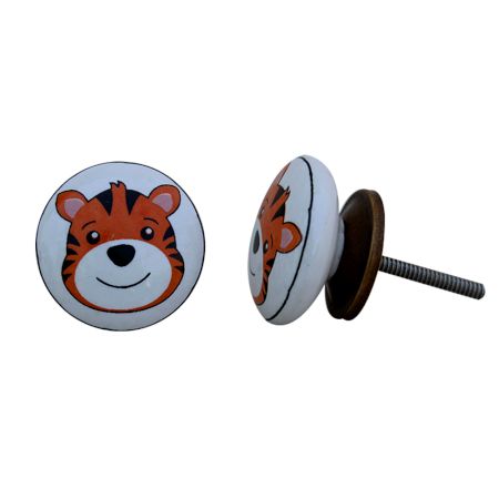 Tiger Face Flat Ceramic Knob